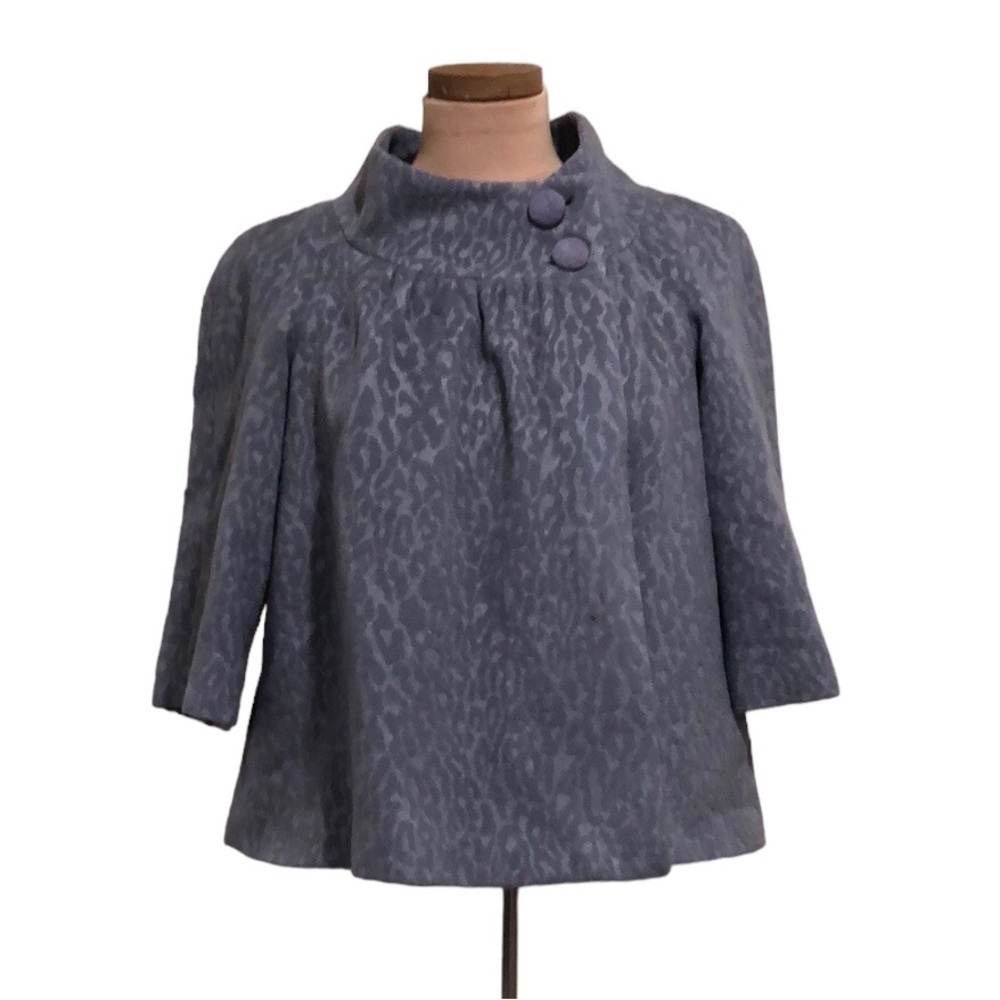 Rebecca Taylor Jacket Size 4 Gray Leopard Animal Print Wool Angora